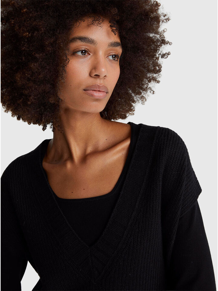 S/L V NECK SWEATER Women image number 4